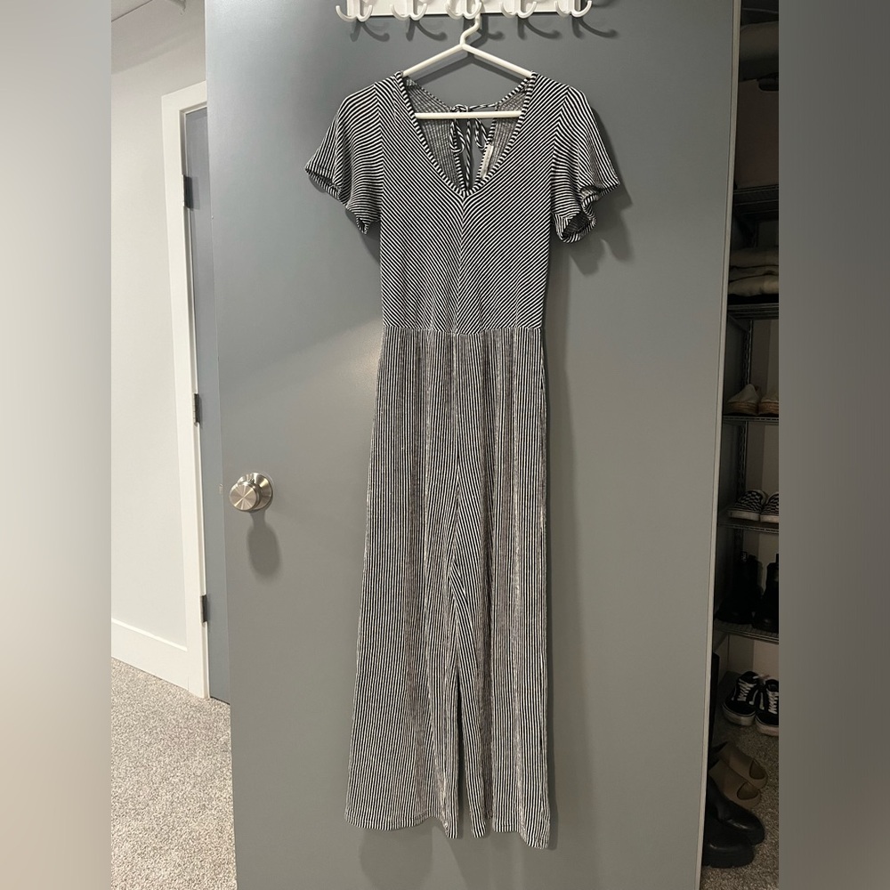 Caution to the wind striped jumpsuit small